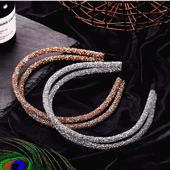 SILVER Double strand Headbands with sparkles - Picture 1 of 4